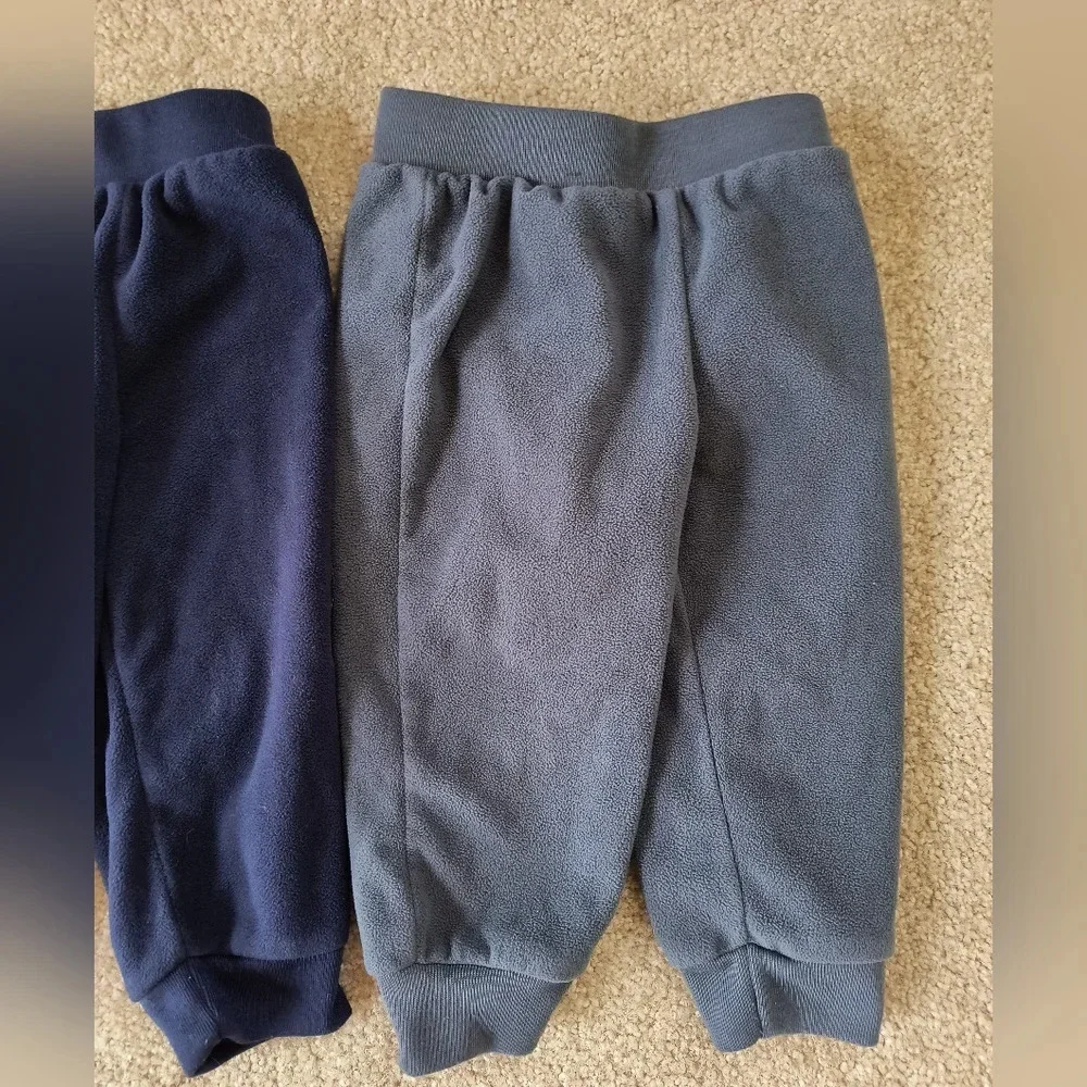 2 pair very lightly used blue and gray sweatpants for baby size 12 months